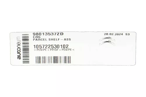 PSA / Stellantis Hoedenplank 98013537ZD (C178IR)