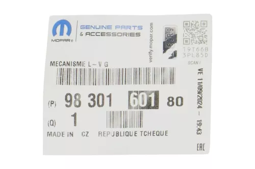 PSA / Stellantis MECHANISME LOS/ R8/ INTEVA 123986/ ZIE 9830160180 (0000386762)